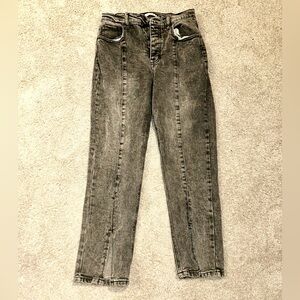 SO Women’s Juniors Super High Rise Straight Button Up Jeans